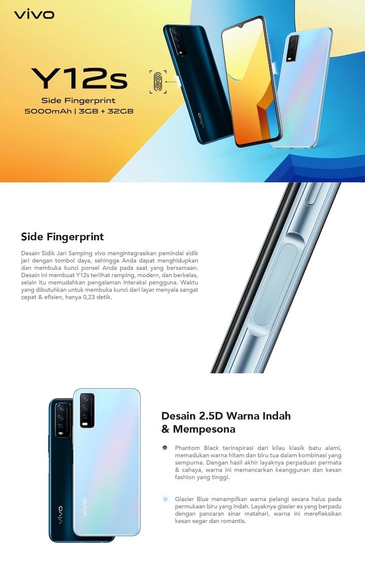 Vivo Y12s 3gb 32gb Phantom Black Glacier Blue Side Fingerprint 5 000 Mah Garansi Resmi